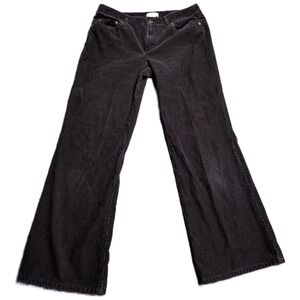 Ann Taylor Loft Corduroy Wide Leg Pants Women's Size 8 Black Cotton Trousers